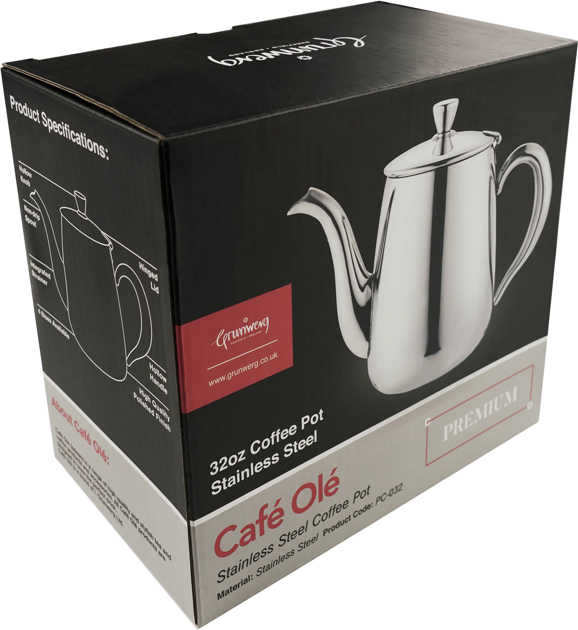 Café Olé Premium Coffee Pot 32oz S/S Mirror