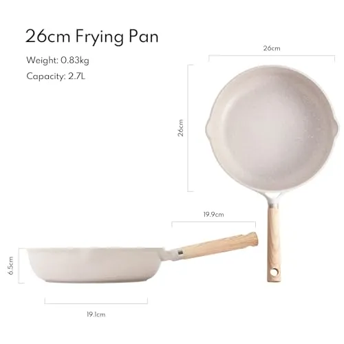 CAROTE Non Stick Frying Pan, Granite Omlette Egg Pan, Induction&Gas Fry Pan, Fish Pan, PFOA Free (26 CM, Granite SeaShell)