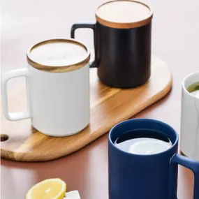 Ceramic Mug with Natural Wooden Lid