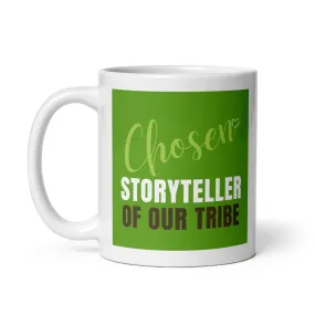 Chosen Storyteller White Mug / Green Chosen Lettering