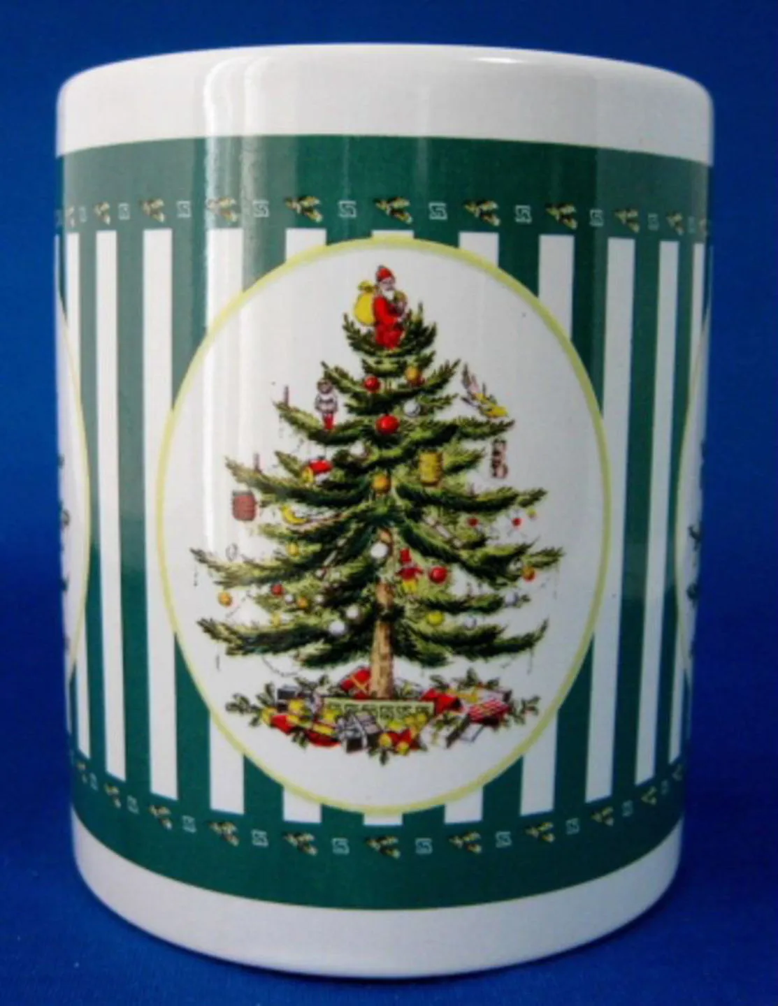 Christmas Tree Spode Mug Licensed Ceramic Green Stripes 2001