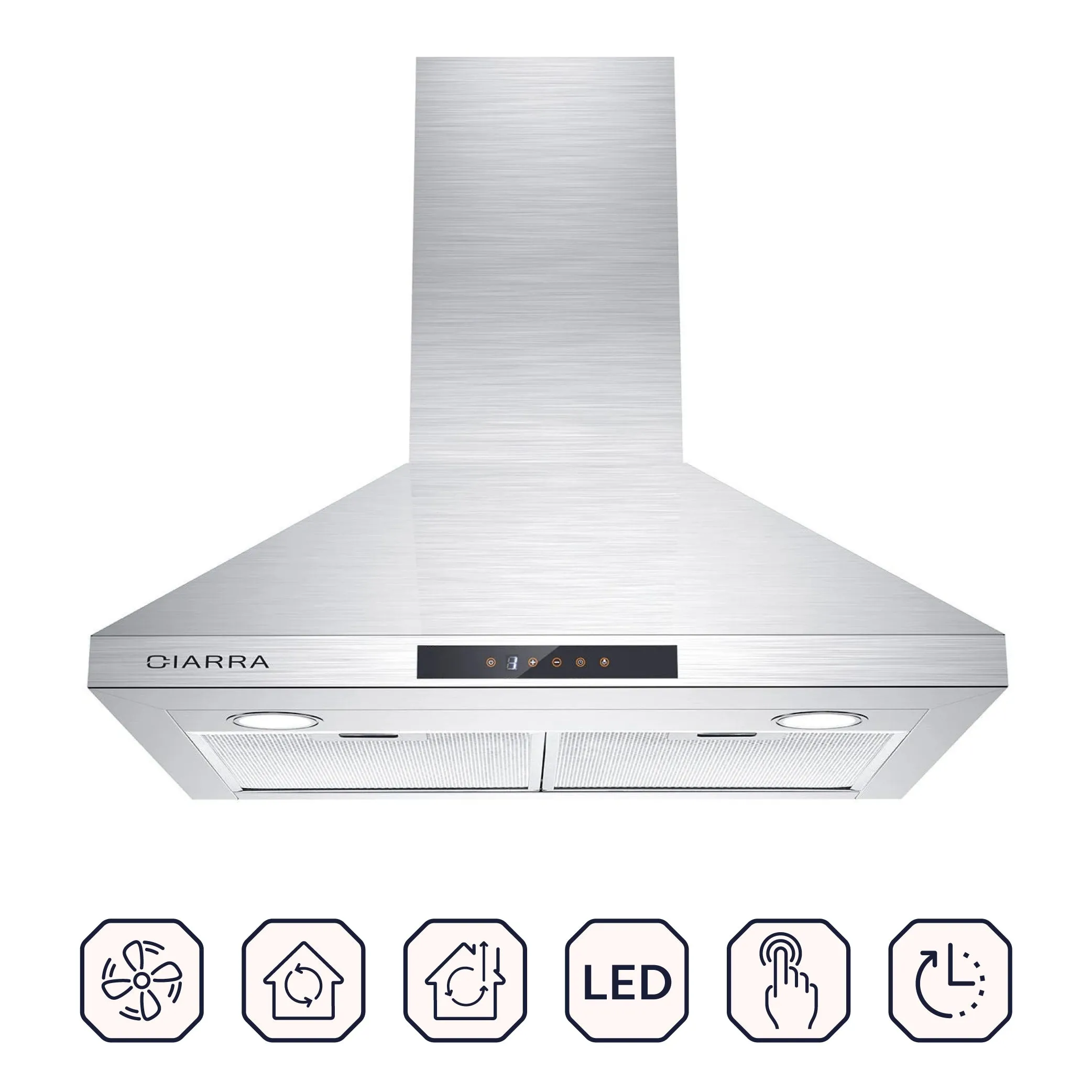 CIARRA Wall Mount Range Hood 30 Inch with 3-speed Extraction CAS75206-OW