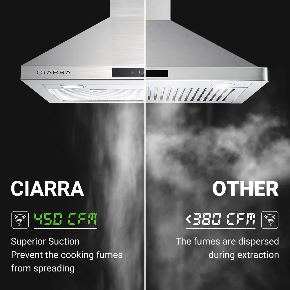 CIARRA Wall Mount Range Hood 30 Inch with 3-speed Extraction CAS75206-OW