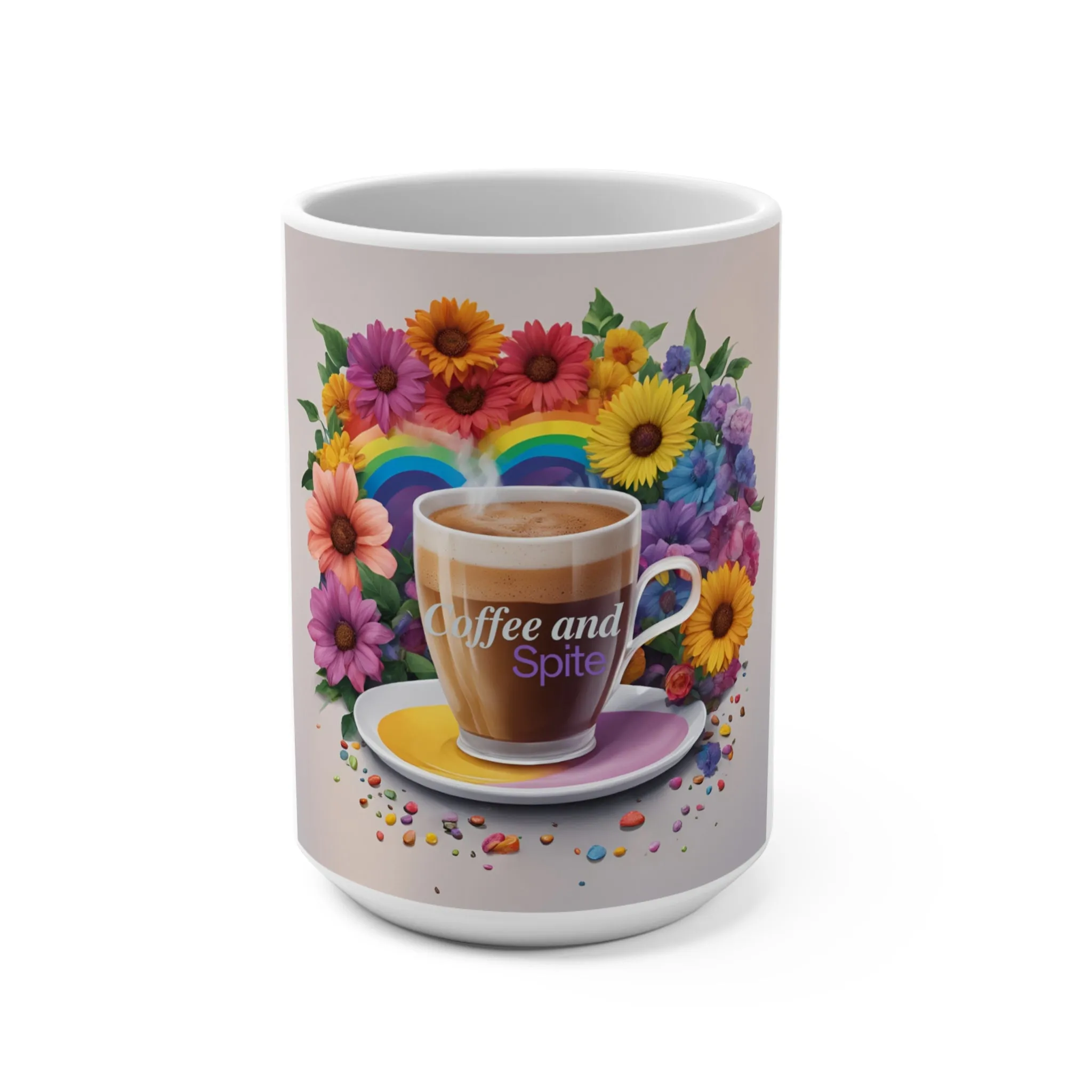 Coffee and Spite Mug - 15oz Floral Design for Coffee Lovers