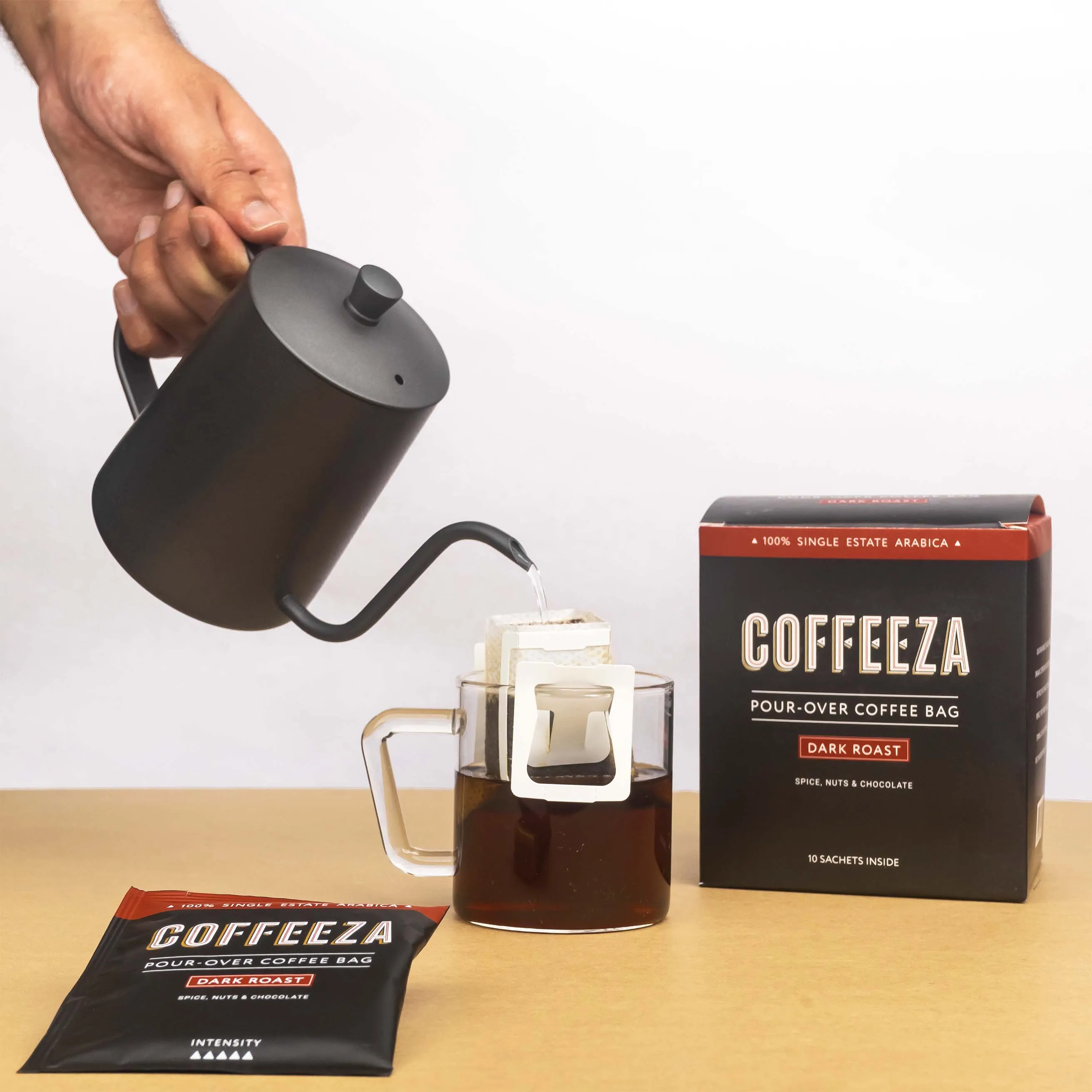 Coffeeza Single-Serve, Easy Pour-Over Coffee Drip Bags | Dark Roast Arabica