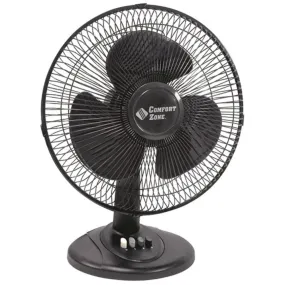 Comfort Zone CZ121BK 12 Oscillating Table Fan (Black)