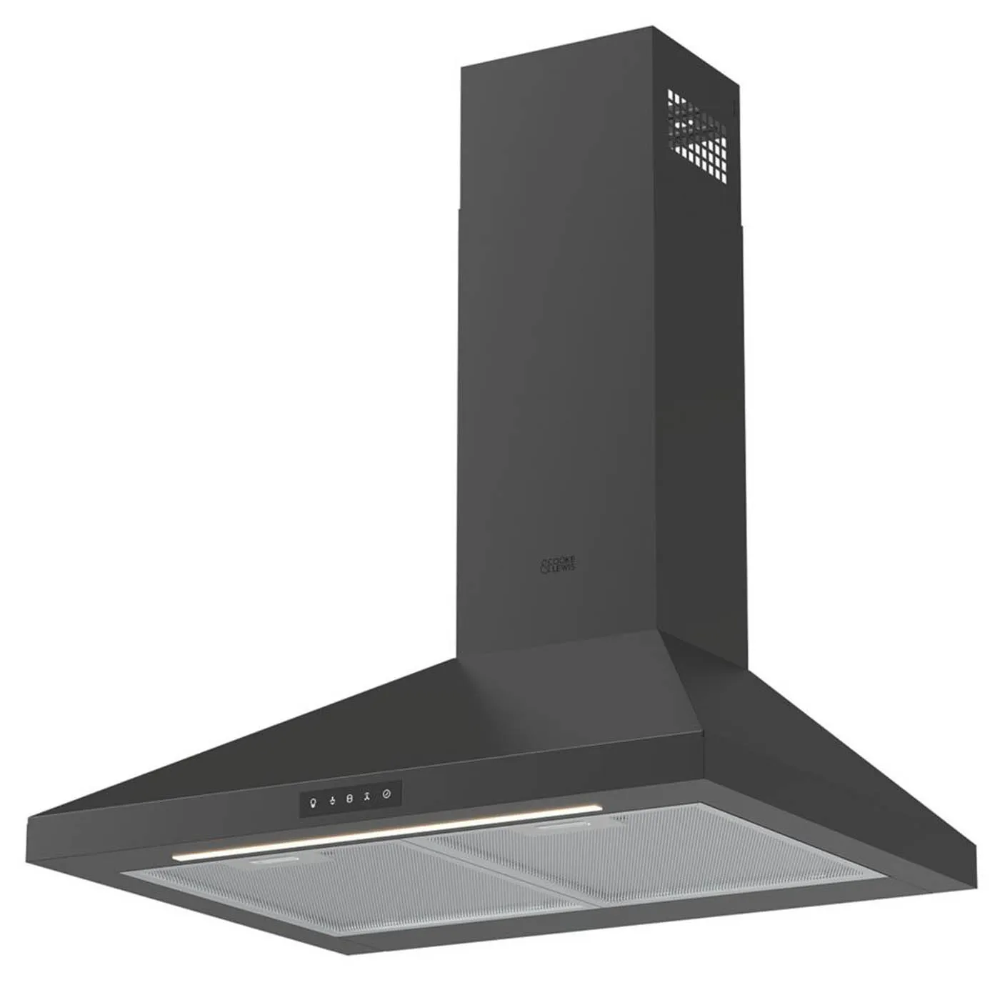 Cooker Hood Kitchen Extractor Fan Chimney Black Touch Control 5 Speeds 59.8cm