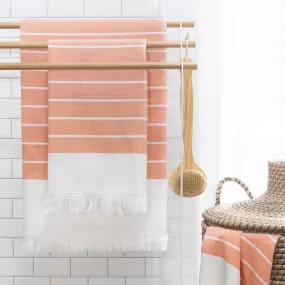 Coral Stripe Fouta Bath Sheet