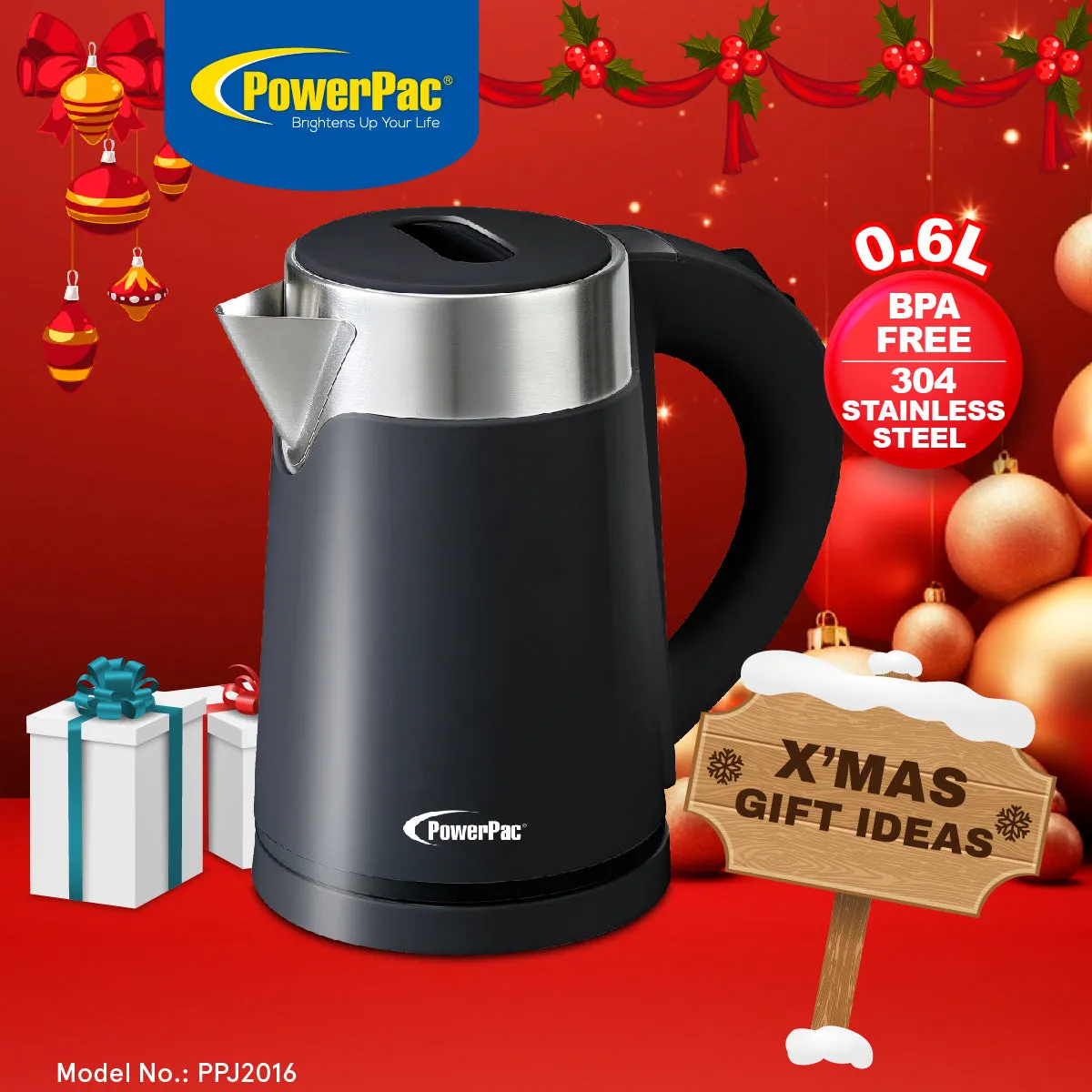 Cordless Kettle Jug Kettle 0.6L (PPJ2016BK)