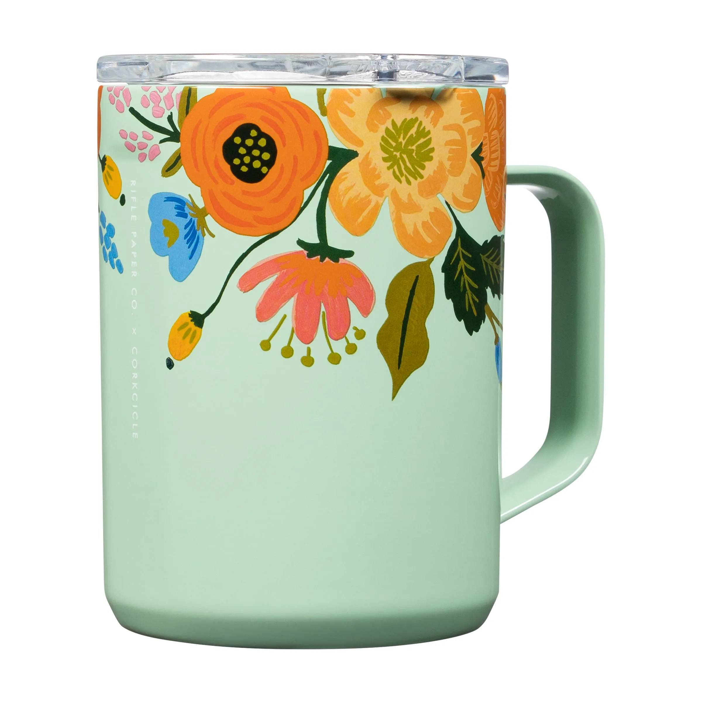 Corkcicle Rifle Paper Mug 475ml - Mint Lively Floral