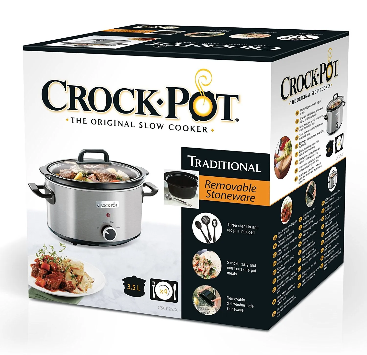 Crock Pot 3.5L Brushed Stainless Steel Slow Cooker 220/240 volt 50HZ (Will not work in USA)