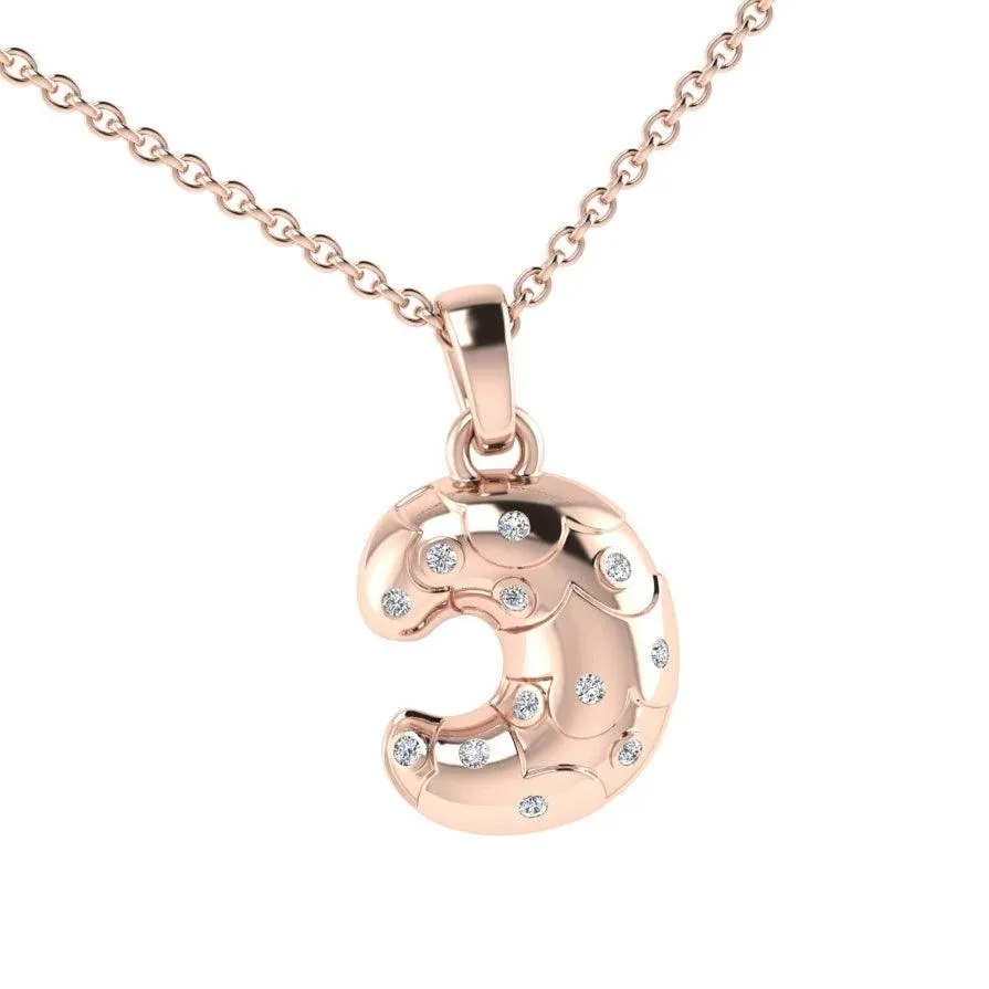 Croissant Pendant Rose Gold with Diamonds