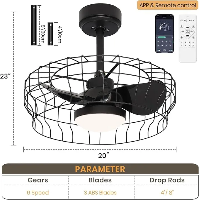 Ctitly 20" Bladeless Ceiling Fan w/ Light