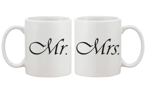 Cute Mr and Mrs Couple Mugs - His and Hers Matching Coffee Mug Cup Set