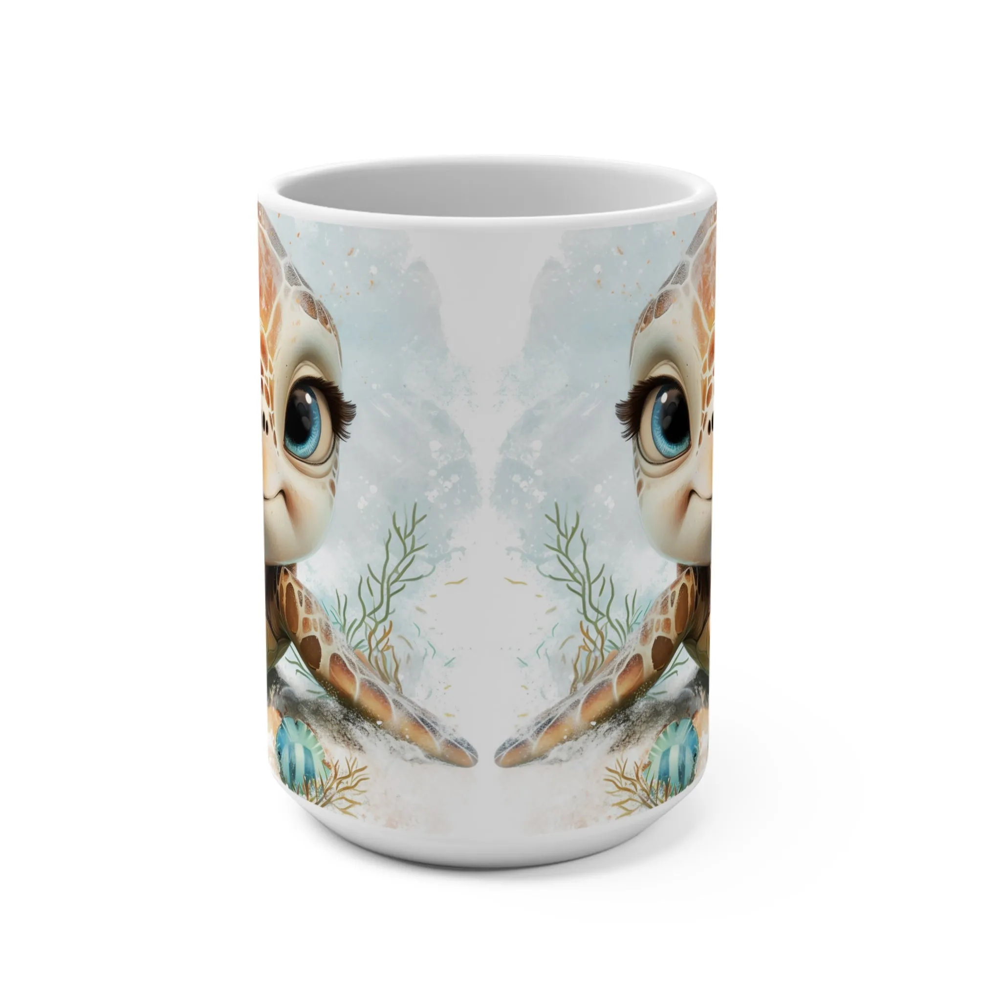 Cute Sea Turtle Mug, Ocean Life Coffee Cup, Animated Turtle Lover Gift, Marine Animal Artwork, Adorable Wildlife Drinkware, Unique Drinkware, Unique Gift Idea, Mug 15oz