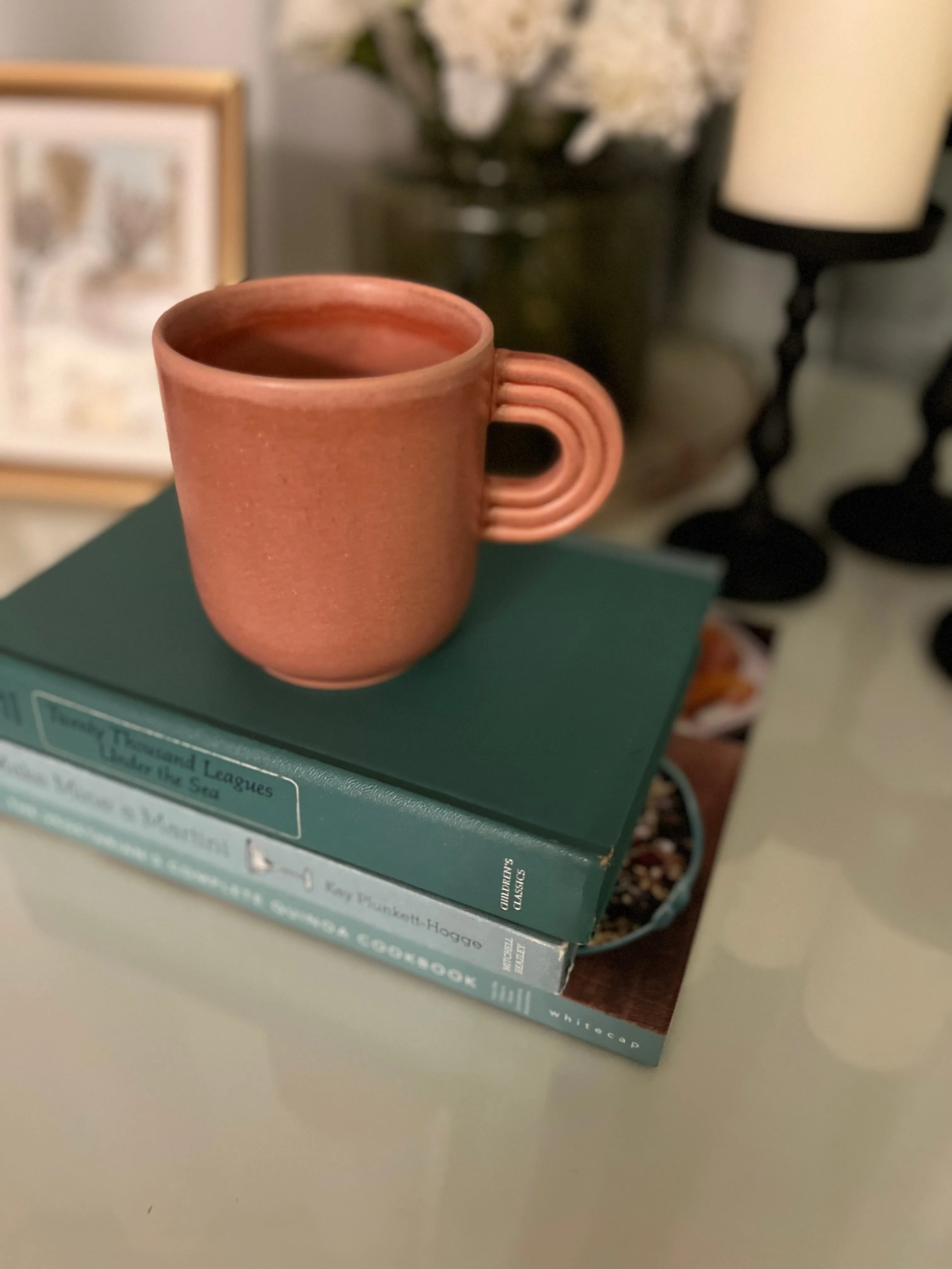 Cute Terracotta Mug with "Rainbow Style" Handle