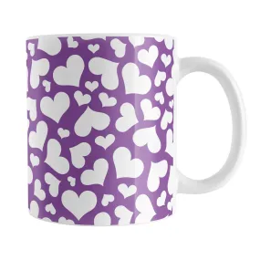 Cute White Hearts on Purple Mug