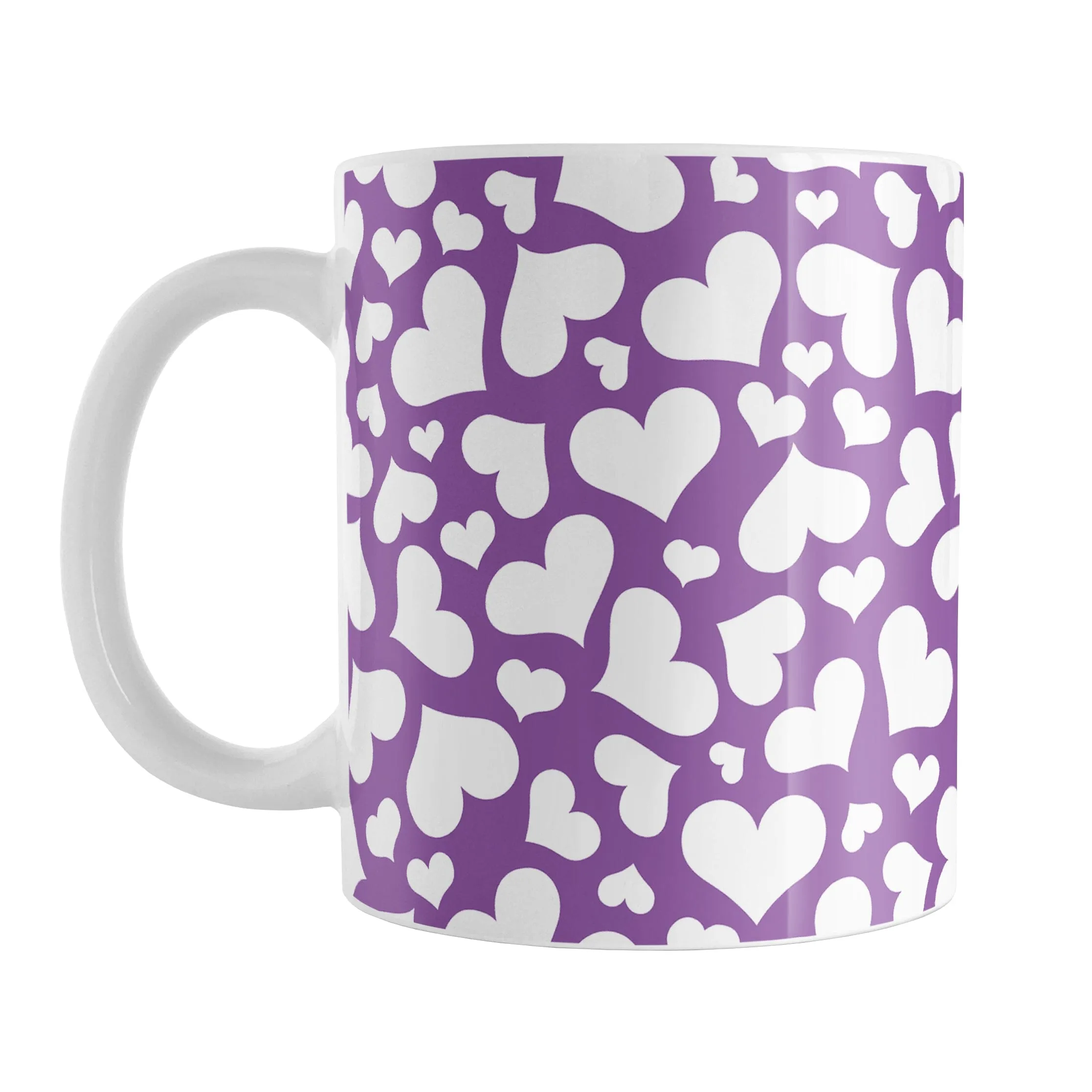 Cute White Hearts on Purple Mug