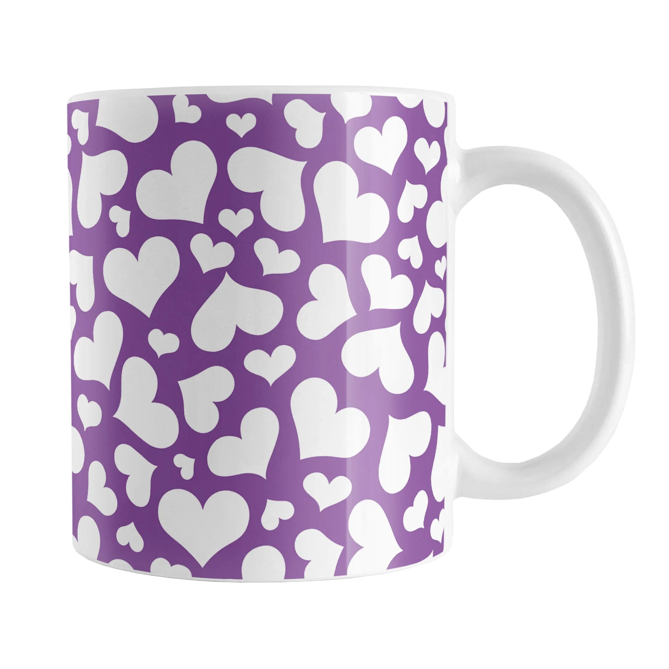 Cute White Hearts on Purple Mug