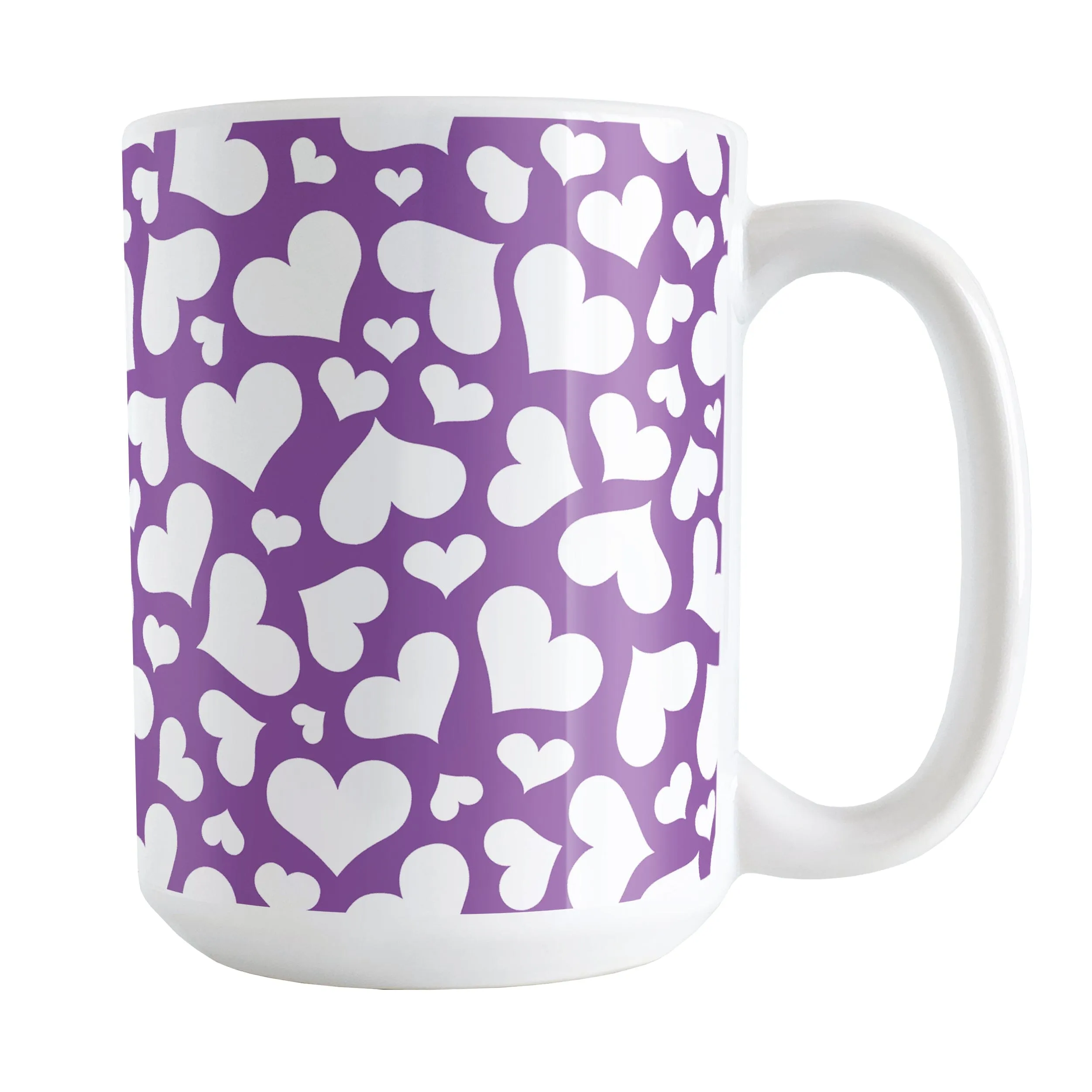 Cute White Hearts on Purple Mug