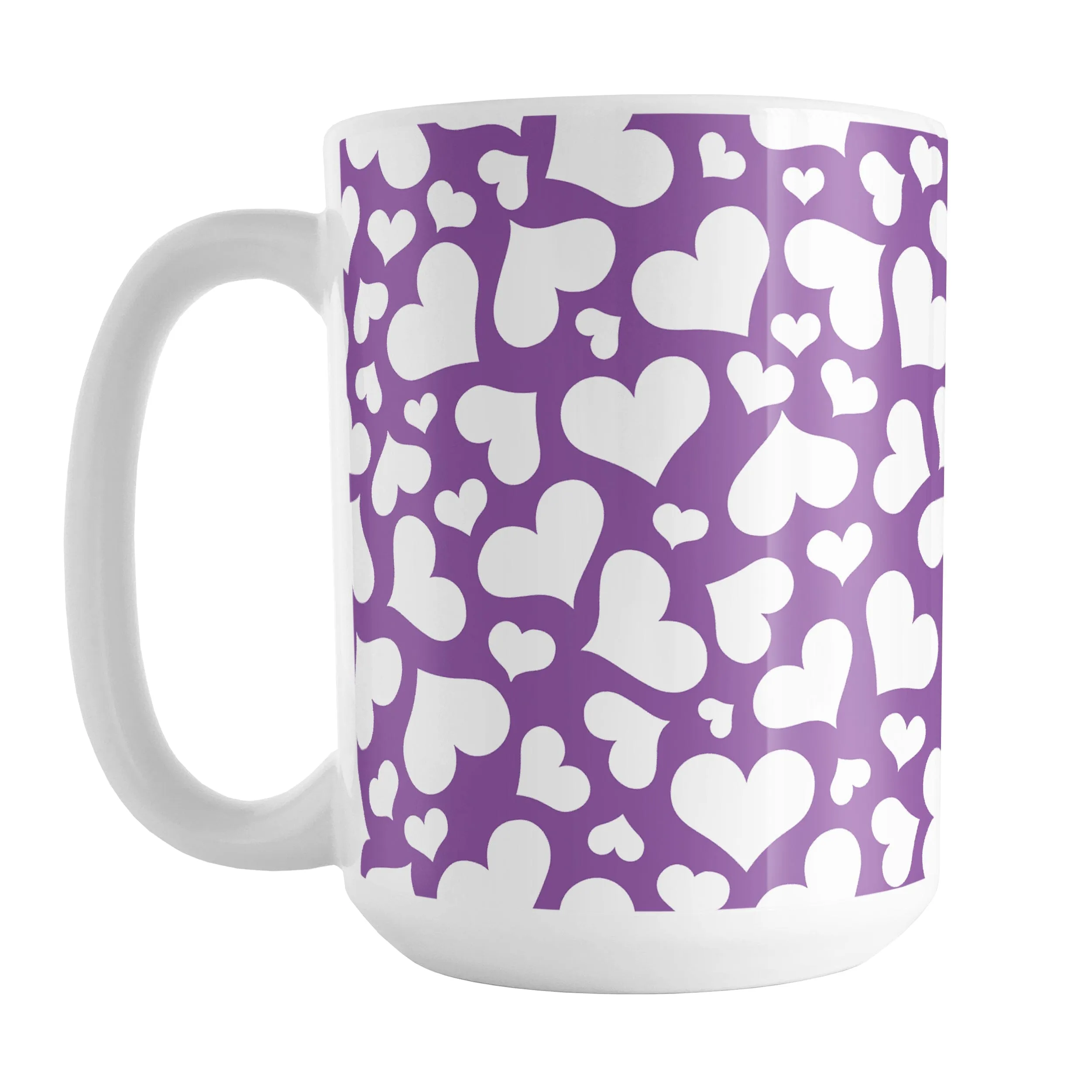 Cute White Hearts on Purple Mug