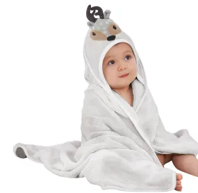 Deer Cotton Hooded Baby Bath Towel with Baby Loofah