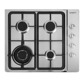 Devanti Gas Cooktop 60cm Kitchen Stove 4 Burner Cook Top NG LPG Stainless Steel Silver