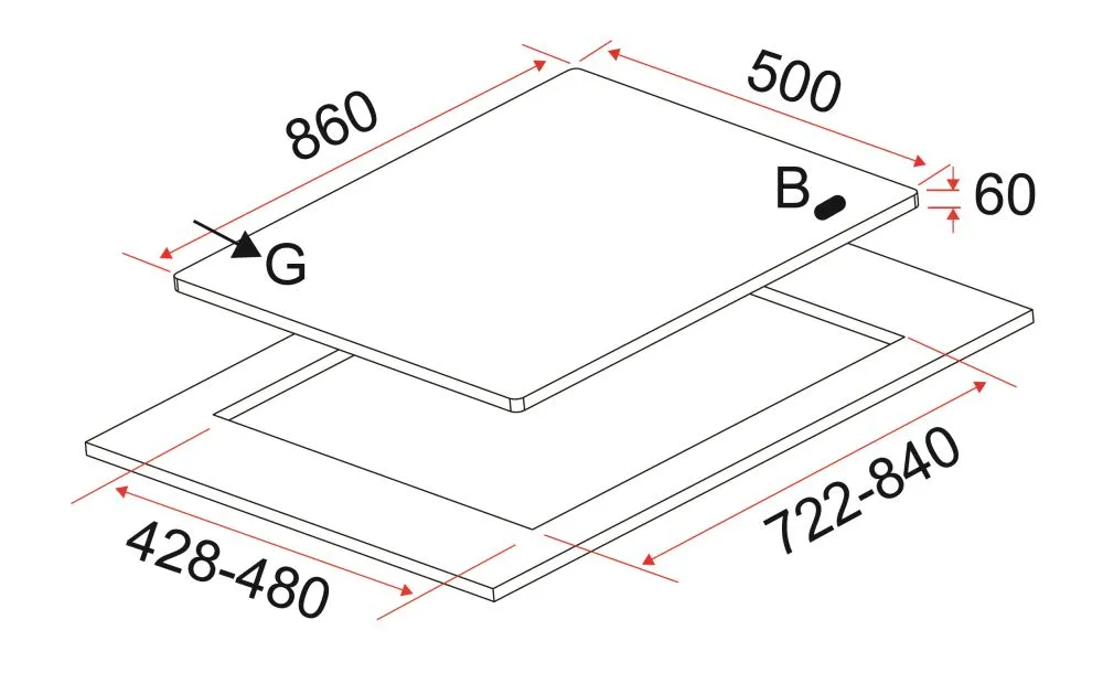 EF EFH3971 86cm 3-Burner GAS HOB (EFH 3971 TN VSB)