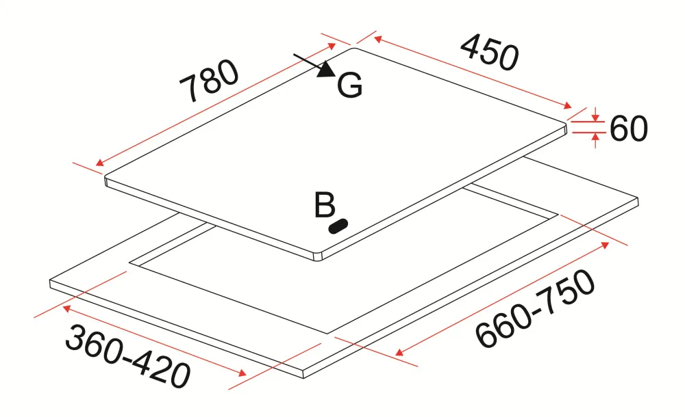 EFH3763TNVS 78CM 3-BURNER GAS HOB