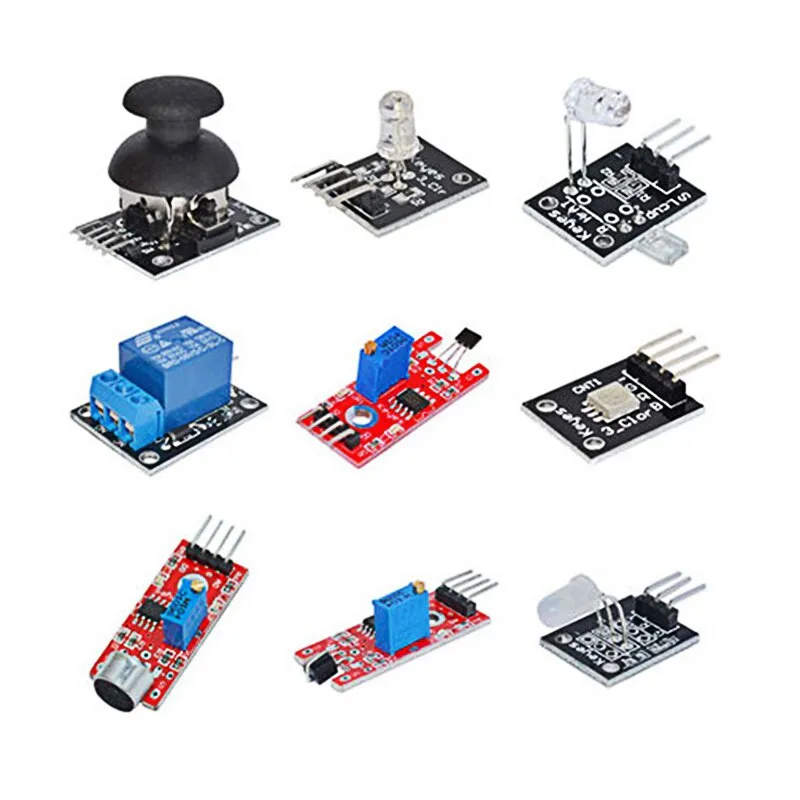 Elecrow 37 in 1 Sensor Kit for Arduino Starters DIY Fans Switch Flame Temperature Color LED Buzzer Replay with Retail Box