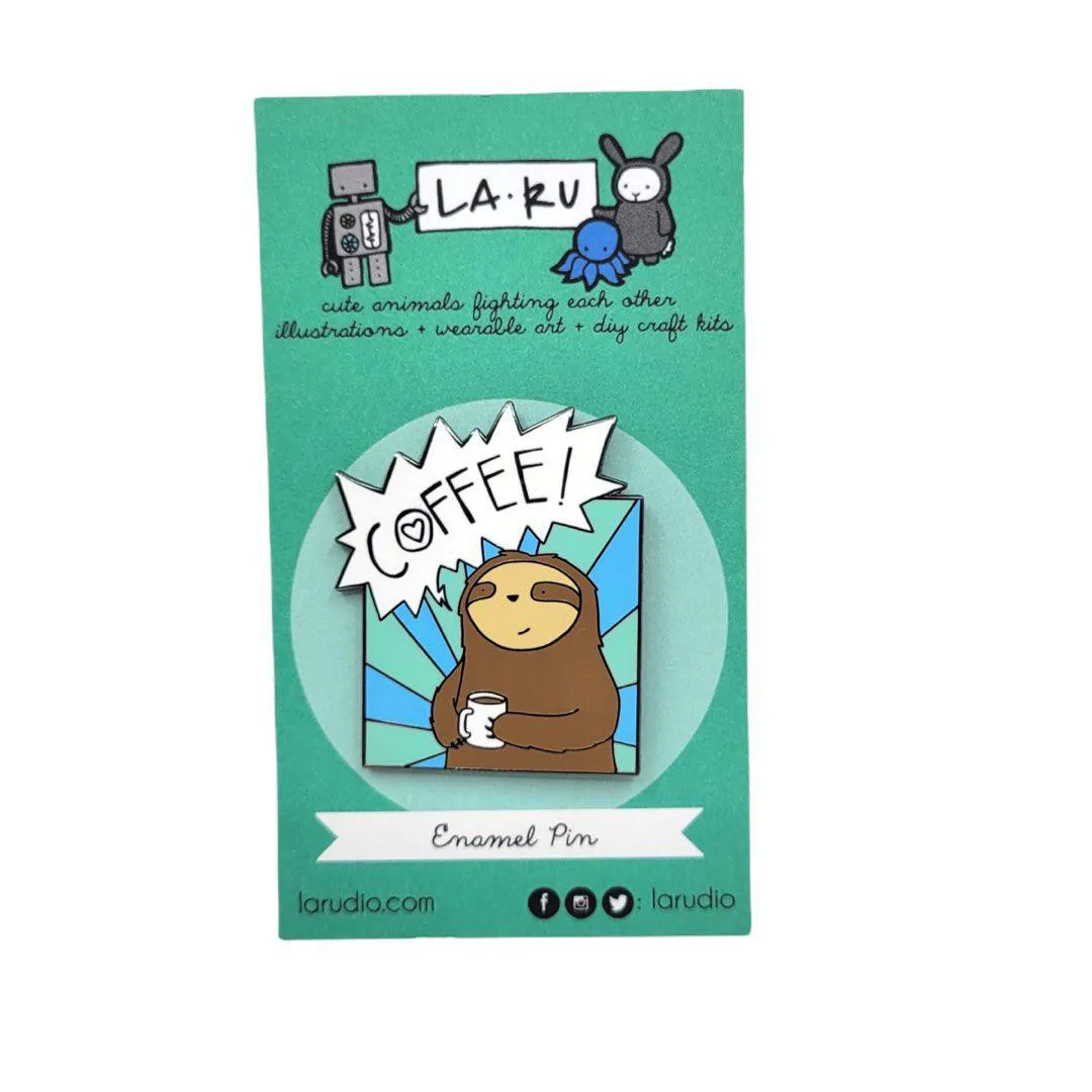 Enamel Pin - Coffee Sloth by LaRu