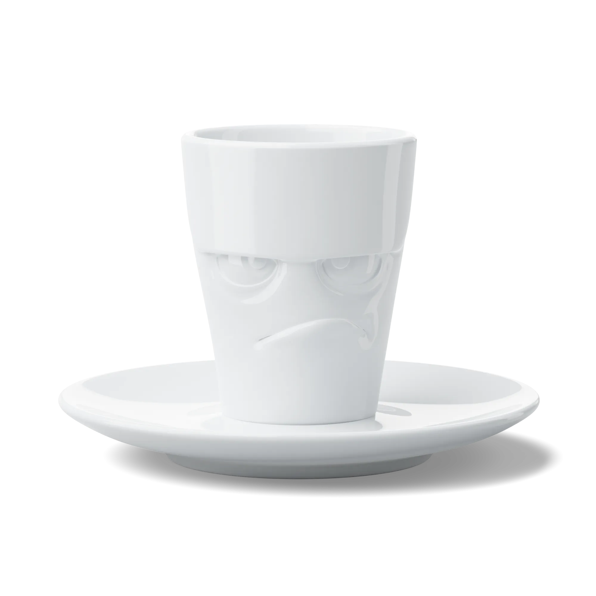 Espresso Cup with Saucer, Grumpy Face