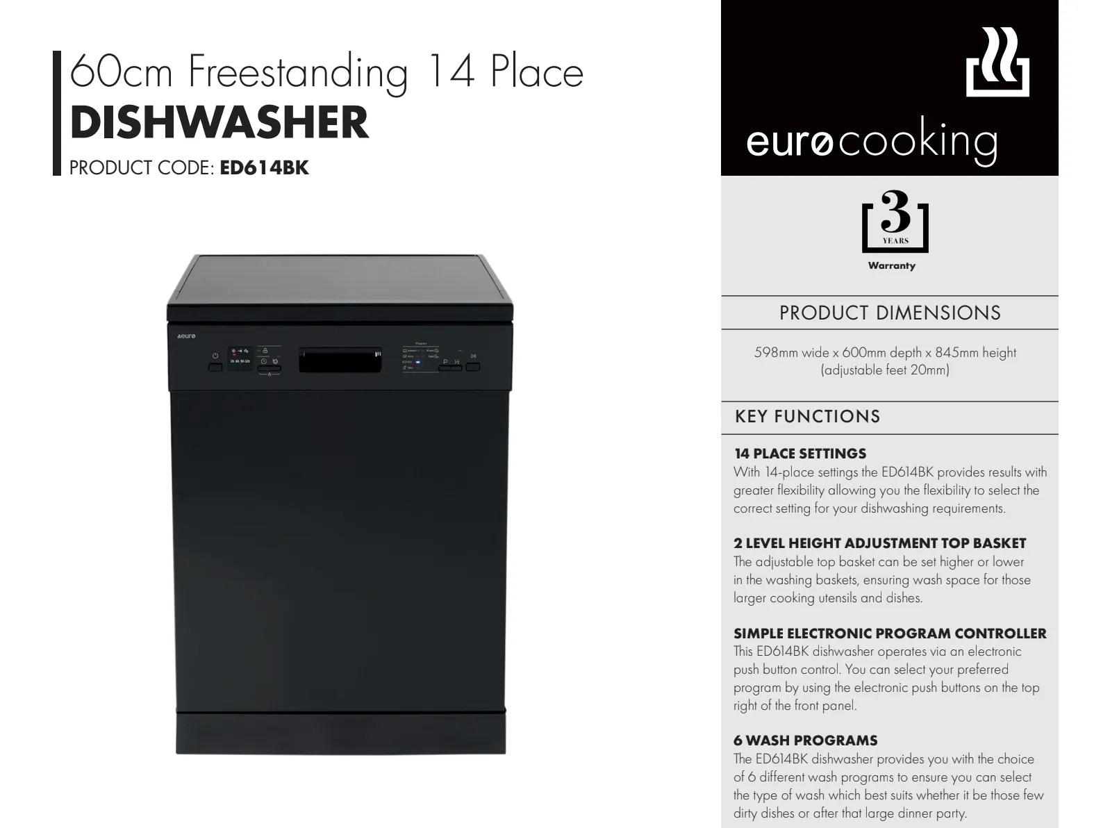 Euro Appliances x Euromaid  90cm Black Glass Package No. 1