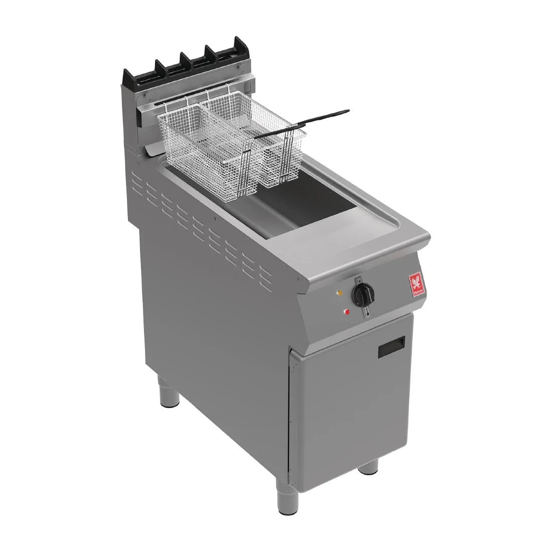 Falcon F900 Twin Basket Fryer on Feet with Fryer Angel Natural Gas