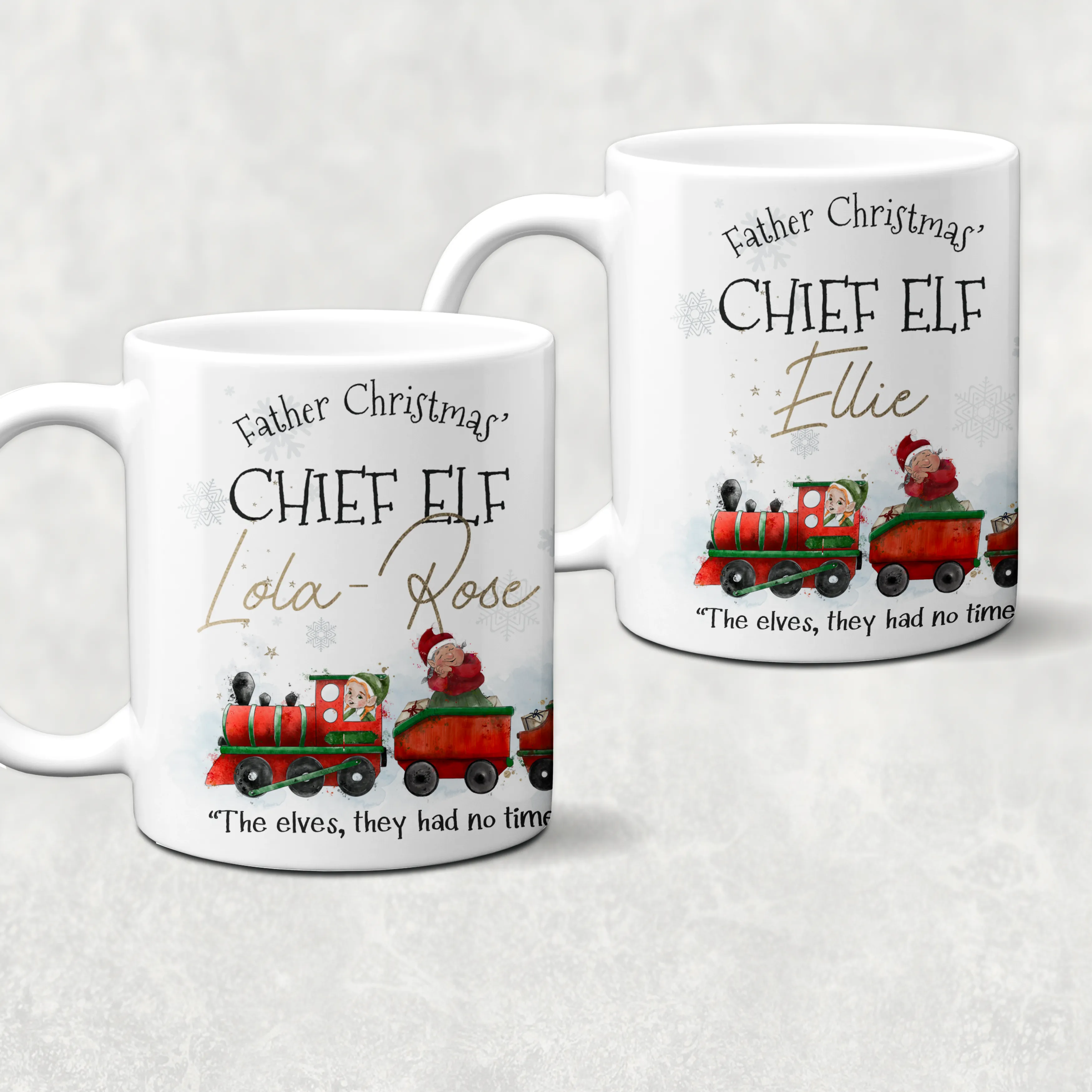 Father Christmas' Chief Elf Christmas Train Personalised Christmas Eve Mug and Coaster Set