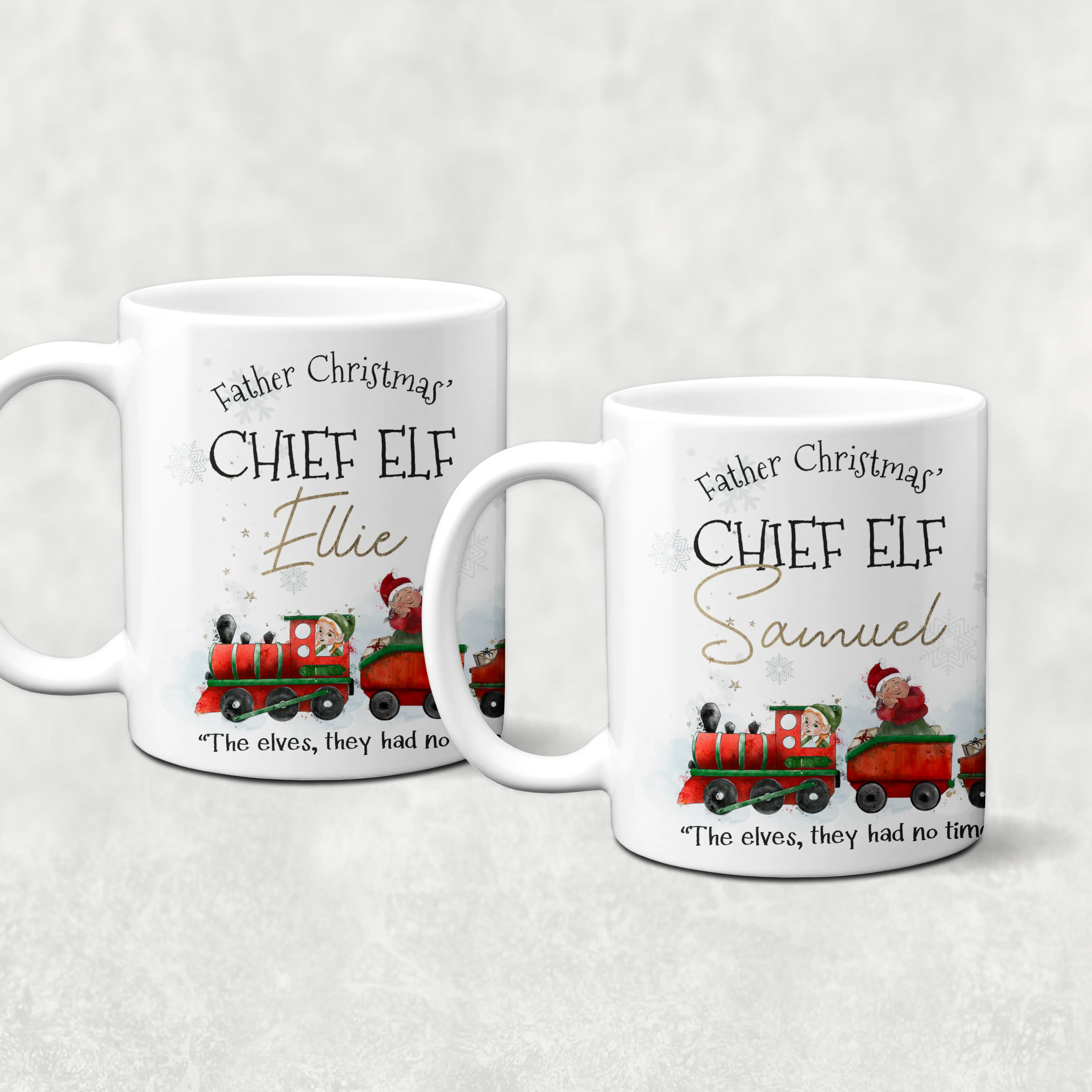 Father Christmas' Chief Elf Christmas Train Personalised Christmas Eve Mug and Coaster Set