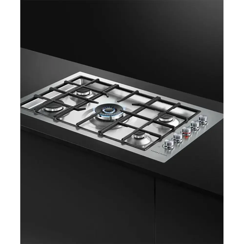 Fisher   Paykel CG905DWNGFCX3 Series 9 Contemporary Flush Fit Gas on Steel Hob, Natural Gas, 90cm Wide - Stainless Steel