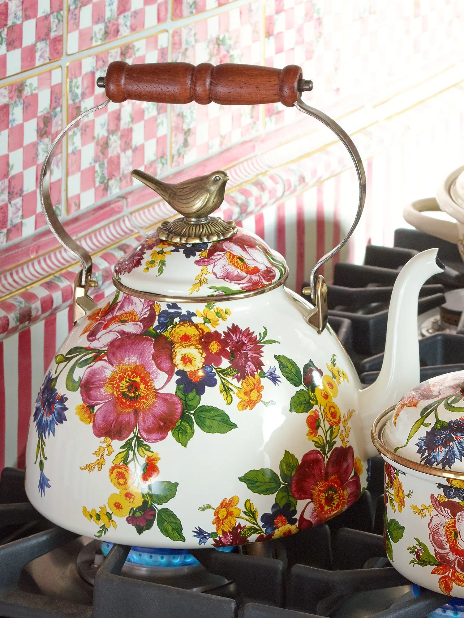 Flower Market Bird Tea Kettle