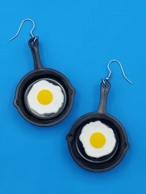 Fried Egg in a Pan Dangle Earrings