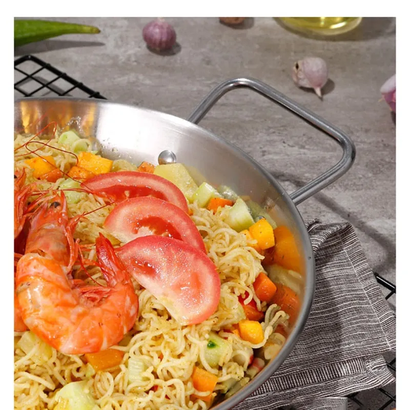 Frying Pot Stainless Steel Spanish Double Ear Non-Stick Frying Pan