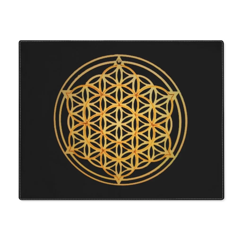 Gold-black Flower of Life Placemat,sacred geometry shape,Gift for housewarming/Birthday/Mother day/easter/graduation/anniversary/retirement