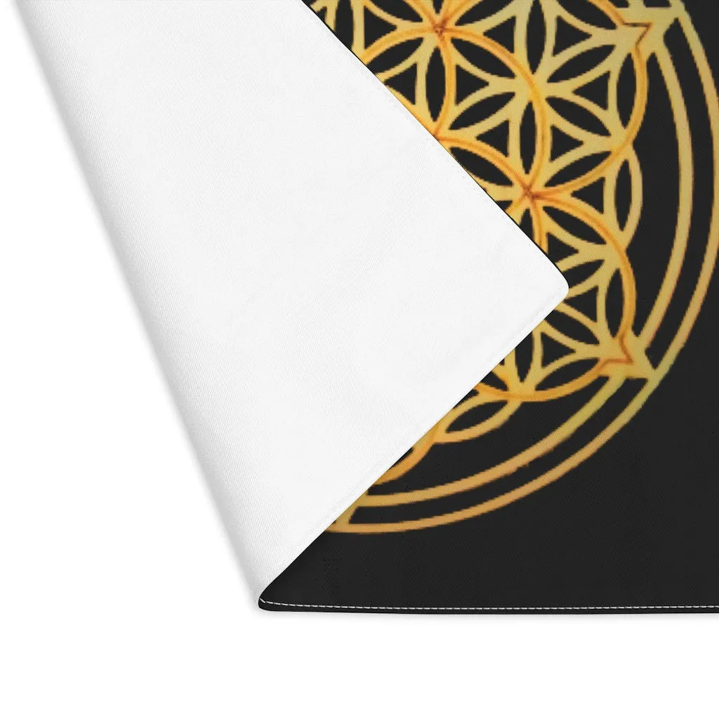 Gold-black Flower of Life Placemat,sacred geometry shape,Gift for housewarming/Birthday/Mother day/easter/graduation/anniversary/retirement