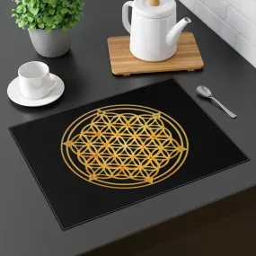 Gold-black Flower of Life Placemat,sacred geometry shape,Gift for housewarming/Birthday/Mother day/easter/graduation/anniversary/retirement