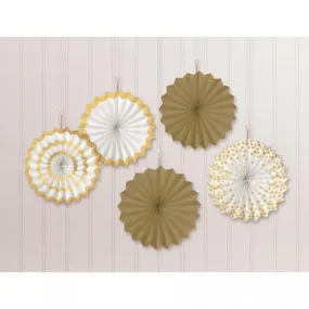 Gold Hot-Stamped Mini Paper Fans 12cm 5Pk