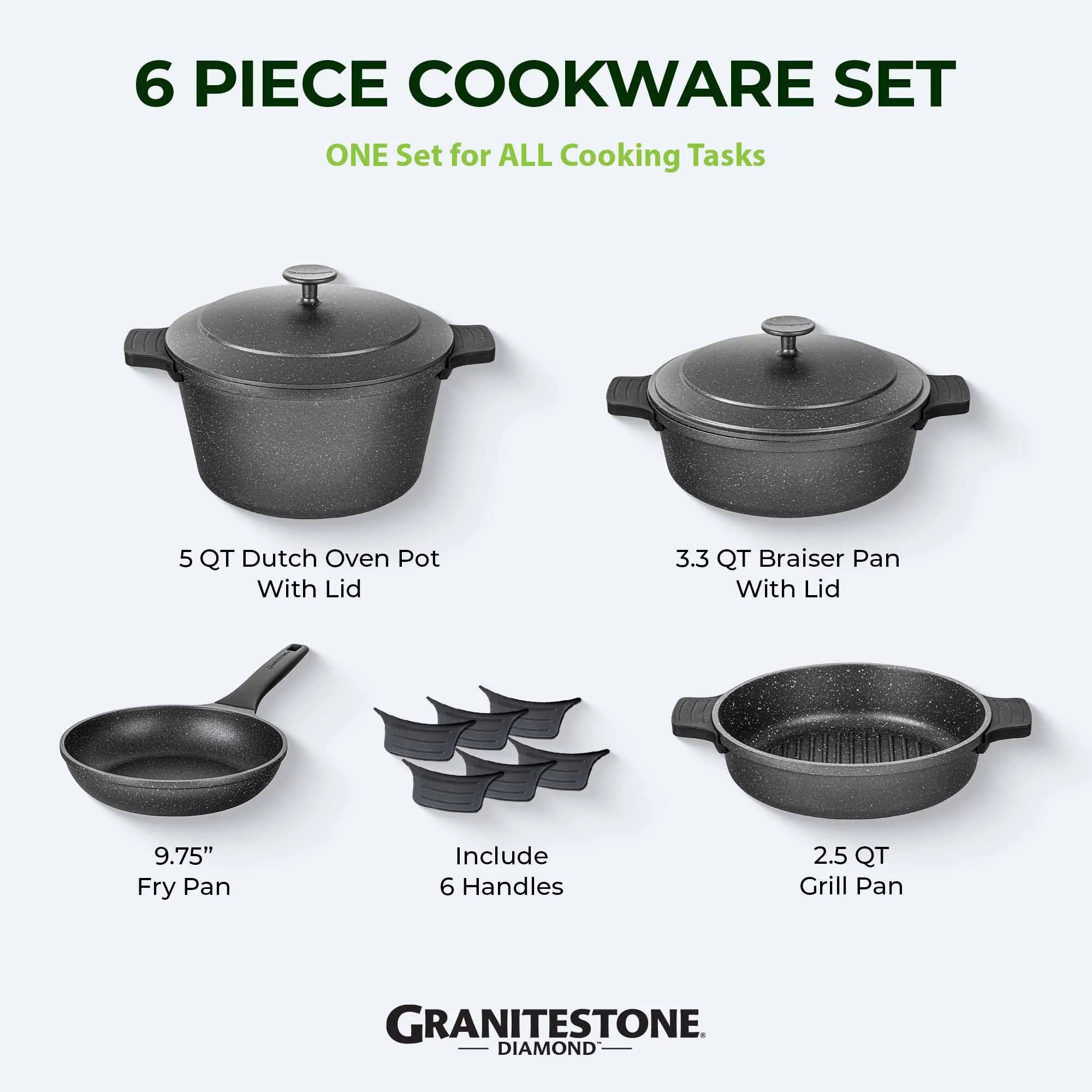 Granitestone 6-Piece Nesting Cookware Set