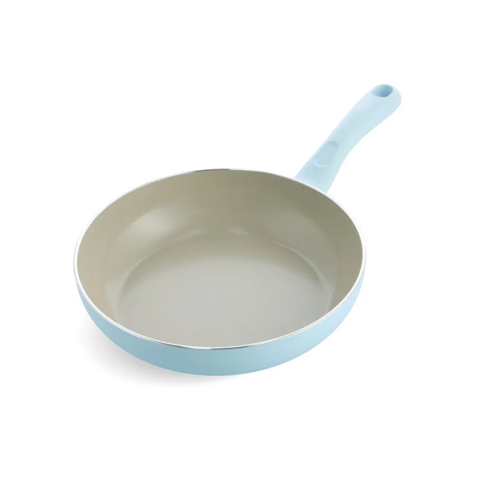 GreenPan Savory 20cm Deep Frying Pan, Pastel Blue [PFAS FREE]