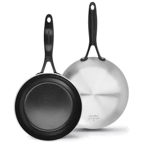 GreenPan Venice Pro Noir 8" and 10" Frying Pan Skillet Set, Matte Black Handle, Silver