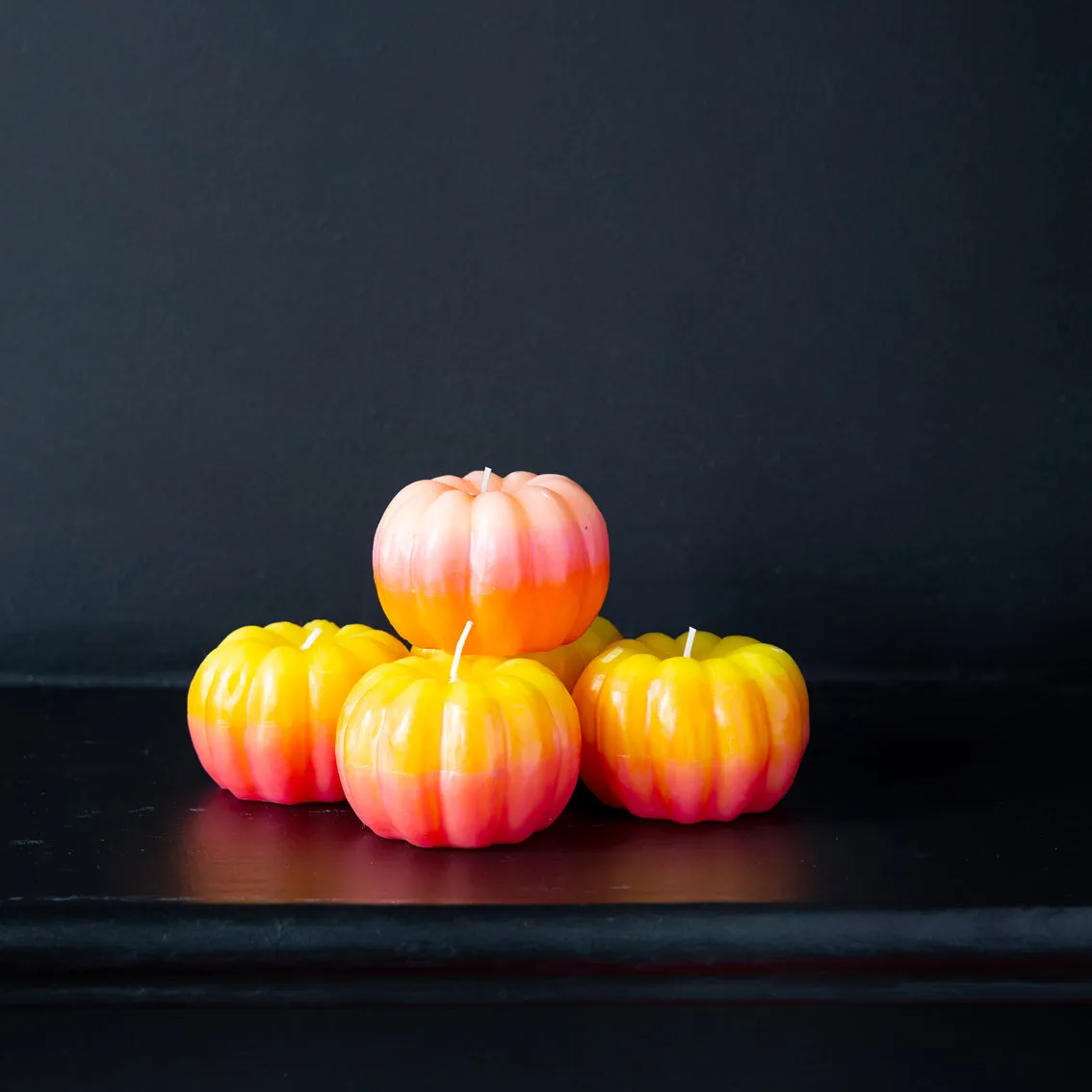 Halloween Pink Ombre Pumpkin Shaped Candle