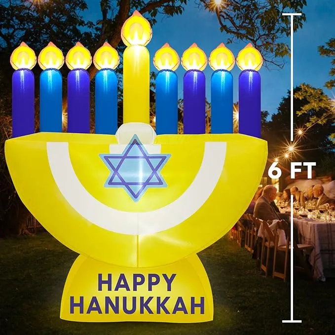 Happy Hanukkah Inflatable Menorah LED 6' Foot