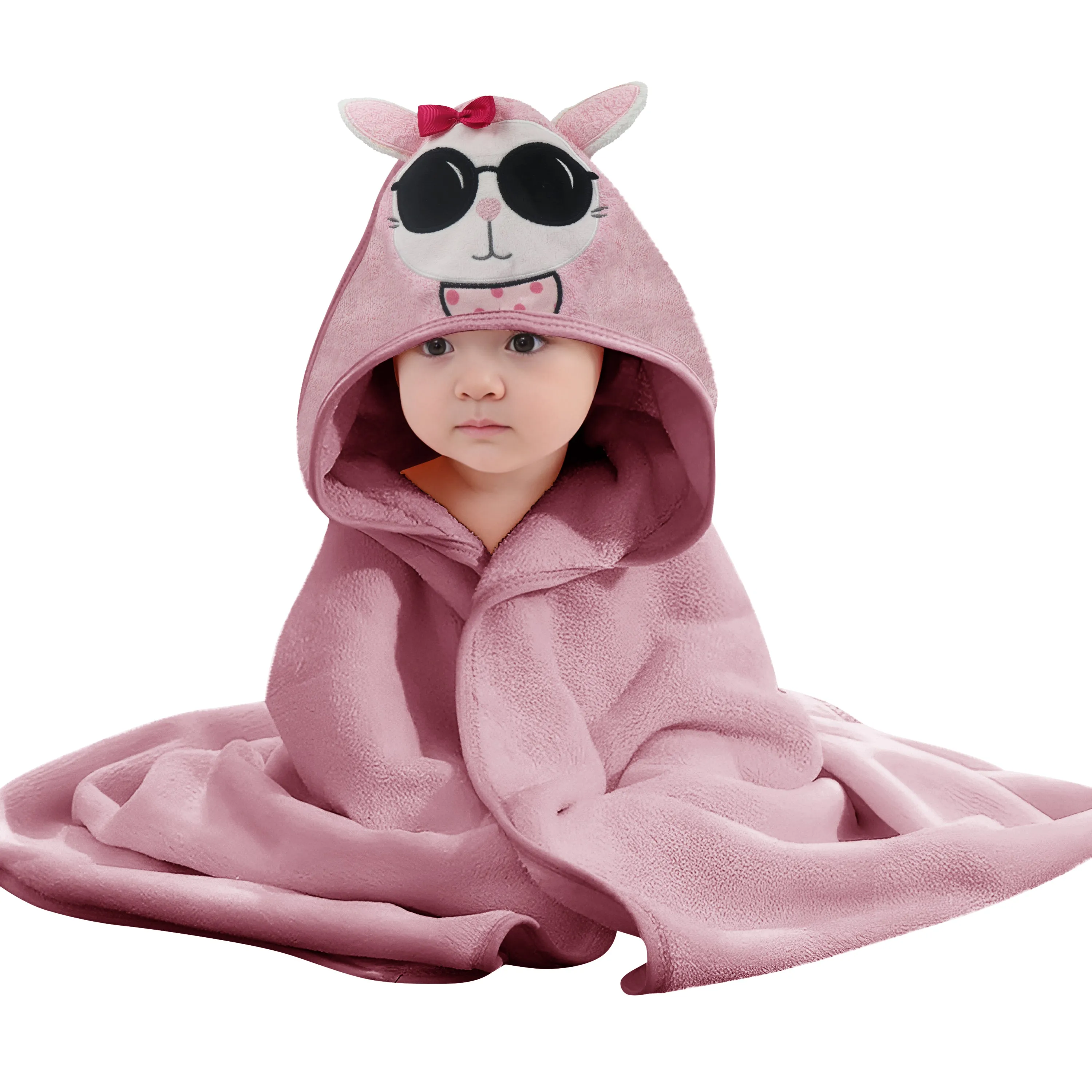 Hello Kitty Cotton Hooded Baby Bath Towel with Baby Loofah